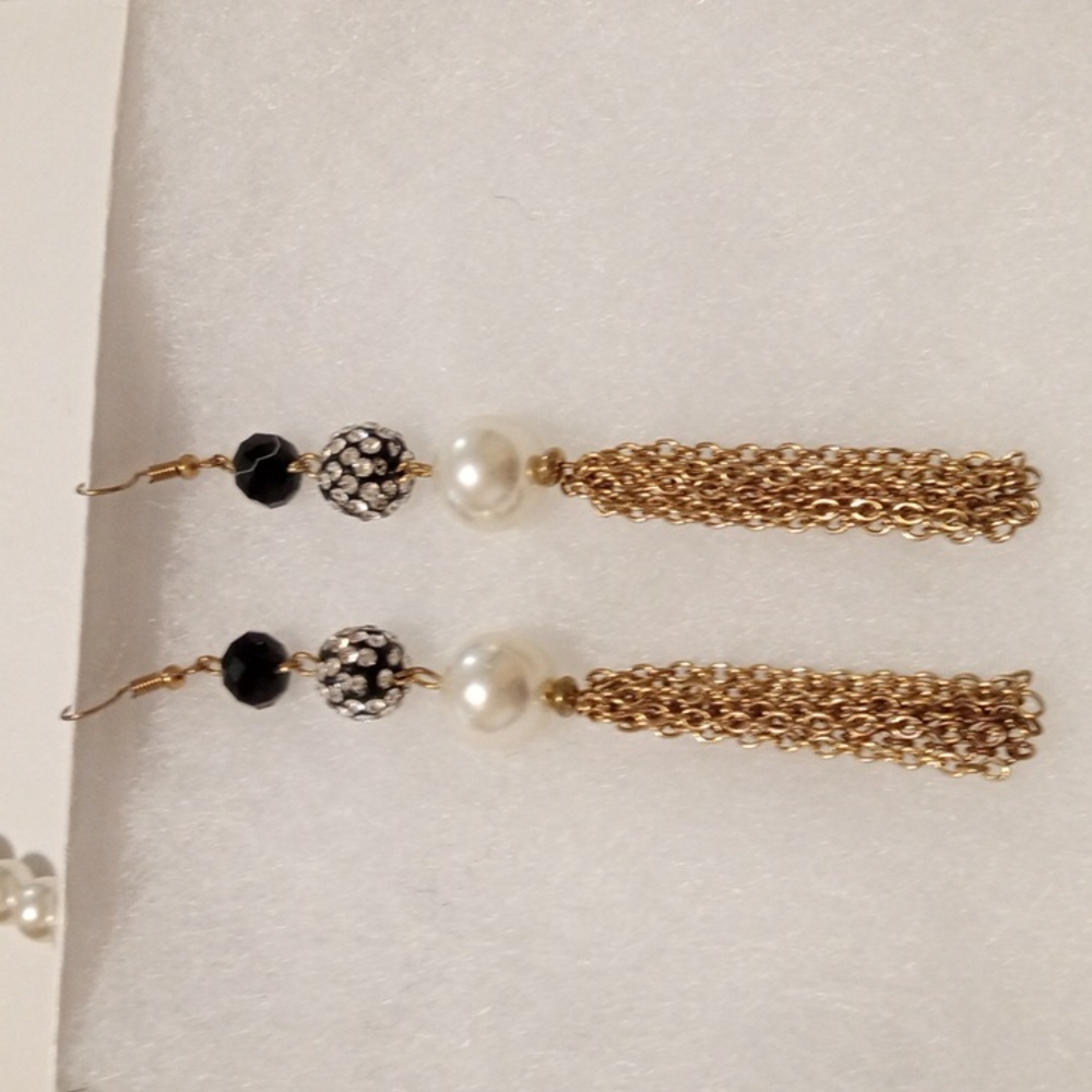Elegant Gold and Black Dangle Earrings